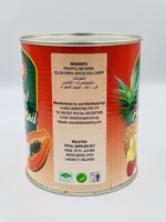 Cocktail de fruits tropicaux Halal 12x850g prêt à consommer, marque Singapore Linkz, en sirop, en conserve, avec une durée de conservation de 36 mois