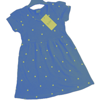 Robe courte en coton pour filles Zukids, bleu marine, imprimé cœur, manches bouffantes, col rond, style mignon, été