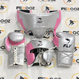 Ensemble de poignées de boxe personnalisables en cuir véritable rose de haute qualité, équipement d'entraînement de kickboxing - Product Image 1