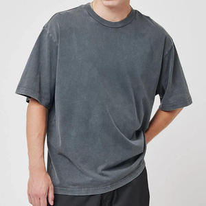Personalizado de alta calidad de gran tamaño Unisex pantalla impresa gráfico 100% algodón Vintage Ombre Dip Dye Loose Fit camiseta para hombres - Product Image 3