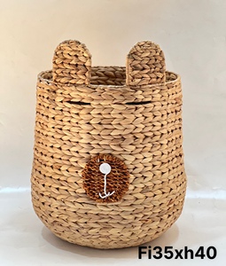 Nouvel arrivage Jacinthe d'eau naturelle écologique Panier de rangement moderne multi-usages tissé à la main Organisateur en forme d'animal pour enfants - Product Image 2