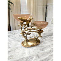 Elegante Plato Decorativo Dorado con Diseño Floral de Seis Compartimentos, Hecho a Mano, de Metal Pulido, para Servir Bocadillos, Frutos Secos y Dulces