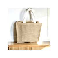 Grande trousse de maquillage en jute | Pochette de rangement cosmétique imprimée |   Sac de toilette durable et écologique pour les voyages, prix de gros