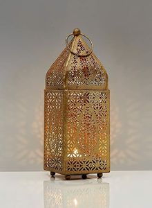 Linternas de latón antiguo de moda con paneles de vidrio, que agregan un brillo cálido a su sala de estar o jardín - Product Image 4