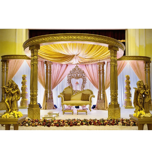 Mandap de mariage traditionnel à double pilier en or, fournitures de mariage indiennes aux États-Unis, finition or de qualité supérieure, mandap pour grands événements aux États-Unis - Product Image 1