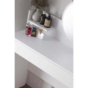 ฮาร์โมนี่ เทค โมเดิร์น ดีไซน์ โต๊ะเครื่องแป้งไม้สไตล์แผงไม้พร้อมกระจกทรงกลม - Product Image 3