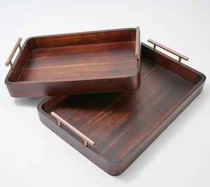 Plateau en bois de haute qualité Plateau en bois pour cadeaux de mariage Plateau en bois pour café pour accessoire de maison et d'ustensiles de cuisine plaqué - Product Image 1