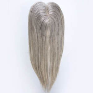 Topper Mono en Cheveux Humains Remy Européens <span class=keywords><strong>Blond</strong></span> <span class=keywords><strong>Cendré</strong></span> Argenté <span class=keywords><strong>Glacé</strong></span> 18 pouces Densité 150% (3x5 pouces 5x6.5 pouces) pour une Couverture Parfaite et un Entretien Réduit - Product Image 6