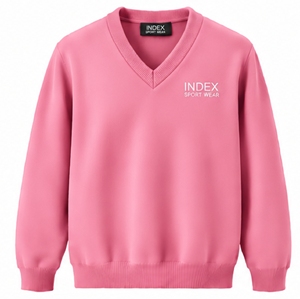 Pull à col en V rose pour homme INDEX, logo brodé, sweat-shirt en tricot - Product Image 1