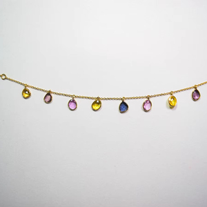 Thời Trang Tốt Trang Sức Dnhã Đa Sapphire Đá Quý Vòng Đeo Tay Trong 18K Bất Vàng Tinh Tế Hợp Thời Trang Liên Kết Chuỗi Vòng Đeo Tay Cho Cô - Product Image 1