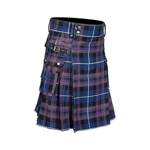 Scottish Hybrid Kilt Made Tartan Denim para Hombre - Product Image 1