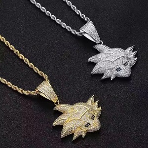 Collier pendentif visage Goku Dragon Ball Z en Moissanite micro-pavée, style Hip Hop - Product Image 4
