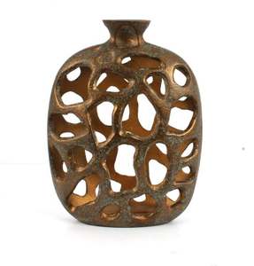 Vase à fleurs en aluminium coulé Pot de fleurs avec finition patinée Vase à fleurs décoratif pour la maison et le jardin à bas prix - Product Image 1