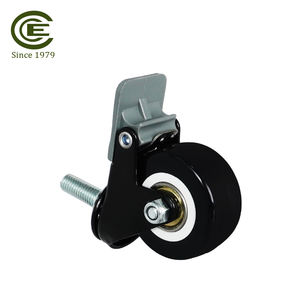 Roue de chariot à frein pivotante à tige filetée en PVC noir de 2 pouces, roulement de précision M10, pour armoire à outils, étagère d'exposition - Product Image 5