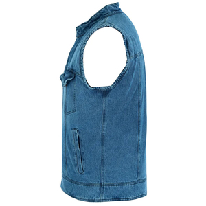 Chaleco vaquero para hombre, ropa exterior informal elaborada con tela de algodón, cuello doblado, forro interior suave, transpirable, ecológico - Product Image 4