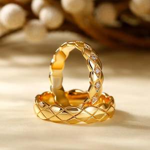 Jeulia Eternal Promise Geometric Sterling Silver Couple Rings Rose Gold Plated - Product Image 5