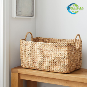 Elegante cesta de almacenamiento de jacinto de agua de Vietnam para decoración del hogar, lavandería y personalización de tamaños de uso múltiple - Product Image 4