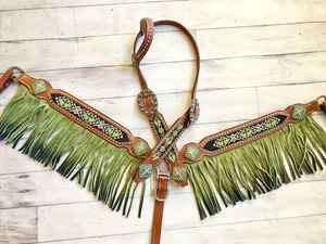 Sillín inglés de cuero genuino Multicolor, equipo de equitación de temporada con cuentas ligeras, cuello de pecho occidental - Product Image 6