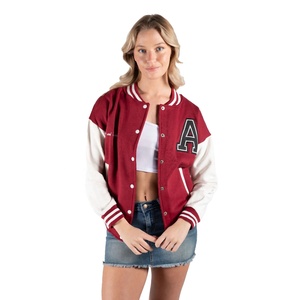 Chaqueta Universitaria Acolchada Personalizada para Mujer, Chaqueta de Béisbol Universitaria de Moda con Decoración Bordada, Proceso de Tejido - Product Image 5