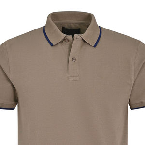 Polo de algodón de alta calidad 100% informal para hombre, camisa de media manga Camel, patrón sólido ecológico, técnica prensada con tinte liso - Product Image 2