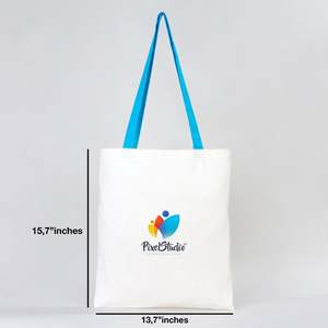 Bolsa de Tela de Algodón Orgánico al por Mayor, Económica, en Grandes Cantidades, con Asas Turquesa, Personalizada, 14W X 16H Pulgadas, Reciclable - Product Image 4