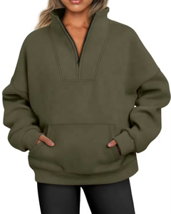 เสื้อมีฮู้ดผ้าคอตตอน20ผ้าโพลีเอสเตอร์คอตตอนขาตั้งมีซิปครึ่งตัวสำหรับฤดูหนาว - Product Image 5