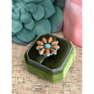 Southwest Handmade Multi Stone <b>Sterling</b> <b>Silver</b> <b>Adjustable</b> <b>Ring</b> Boho Geometric Opal Jewelry - Product Image 3