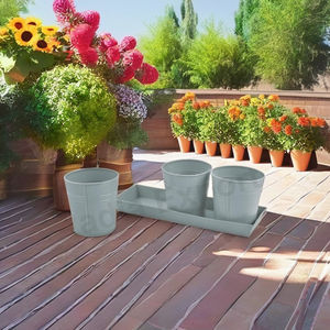 กระถางขนาด25ซม. 3ใบพร้อมถาดขนาด11ซม. สำหรับต้นไม้และดอกไม้สำหรับใช้ในสวนและในบ้าน - Product Image 1