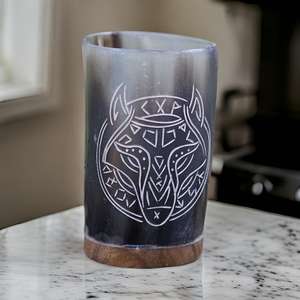 แก้ววิสกี้ทรงเขาควายแท้เป็นมิตรกับสิ่งแวดล้อมถ้วยวิสกี้ขัดเงาเรียบสำหรับเหล้าและบูร์บองสไตล์สัตว์ไวกิ้ง - Product Image 6