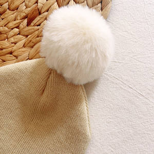 Gorro de Punto con Pompón de Piel Sintética Color Blanco Roto, <span class=keywords><strong>Turbante</strong></span> de Algodón <span class=keywords><strong>para</strong></span> Invierno, Gorro <span class=keywords><strong>Tejido</strong></span> de Chenilla <span class=keywords><strong>para</strong></span> Bebés - Product Image 5