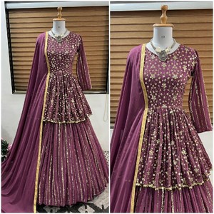 Belle Lehenga Choli Pour Réception De Noce Designer Indien Broderie Lehenga Choli Dupatta Femmes 3 Pièces Readymade - Product Image 4