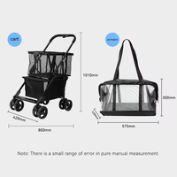 Chariot de transport pour petits animaux à double ouverture de cou, grande capacité, en métal, pliable, confortable, portable, réglable, durable, pour le voyage