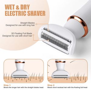 Afeitadora Eléctrica 4 en 1 para Mujer con Doble Cuchilla, Recortadora de Vello Íntimo sin Dolor para Cara, Nariz, Axilas, Línea del Bikini y Otras Áreas - Product Image 6