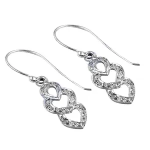 Pendientes de Doble Corazón Modernos para Mujer en Plata 925 con Diamante Corte Pera, Chapados en Oro Rosa y Blanco para Compromiso - Product Image 1
