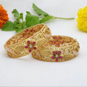 INDIAN JEWELLERY TRADITIONAL and FASHIONABLE ANTIQUE COPPER GOLD PLATED BANGLES and WOMEN WEDDING BANGLES WOMEN and <b>GIRLS</b> - Product Image 1