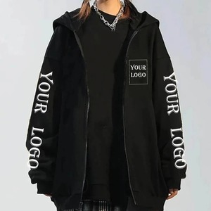 Votre propre conception marque Logo/image vestes zippées personnalisées unisexe bricolage imprimé sweat décontracté couleur unie sweat à capuche ample - Product Image 2