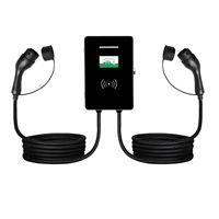 Nouvelle borne de recharge murale compacte double 22 kW pour véhicules électriques, Type 2 GBT Type 1 OCPP 1.6J, application intelligente, station de charge simultanée pour deux voitures