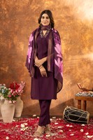 Ensemble Kurti en soie romaine de style boutique pour femmes avec embellissements faits à la main et dupatta en maslin