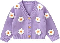 Suéter de Punto Cálido y Ecológico Personalizable con Cuello en V, de Lana/Acrílico, para Bebés Niñas, con Forro de Lana, Mangas Largas y Transpirable