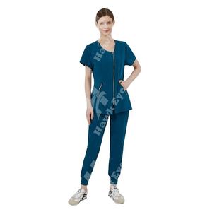 Nouveaux uniformes d'hôpital Cool Stretch Nursing Scrubs Top et Cargo Pant Set V-Neck Ensembles de gommage médical pour femmes - Product Image 1