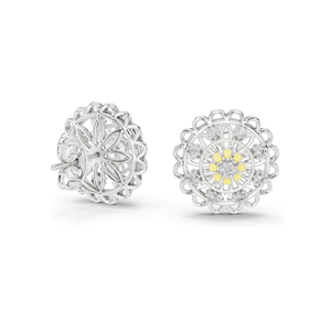 ต่างหูเพชร Floral Lab 0.222 กะรัต VVS-VS DEF เพชร CVD และมอยส์ซาไนต์ ทอง 18K, 14K, 10K และเงิน 925 สีโรสโกลด์, สีเหลือง - Product Image 3