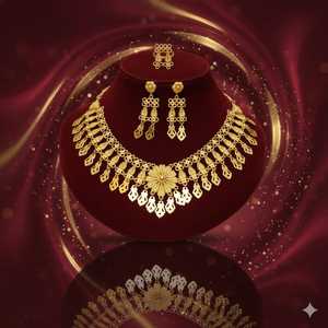 Conjunto de Gargantilla de Latón y Cobre Chapado en Oro de Diseño para Mujer, Joyería Elegante, Construcción Duradera, Elección Perfecta para Bodas - Product Image 5