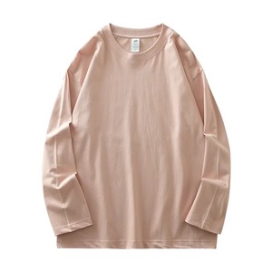 Usine de vêtements personnalisé 250 Gsm T-shirt lourd couleur unie coupe surdimensionnée col rond avec manches longues unies pour hommes - Product Image 5