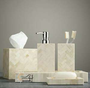 Juego de accesorios para baño, Set de 6 piezas con incrustaciones de hueso para dormitorio - Product Image 5