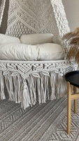 Fauteuil hamac grand format en macramé de couleur blanche, design moderne, style bohème, tissé à la main, pour adultes, grand fauteuil à bascule pour salon et terrasse