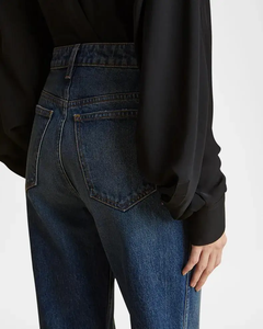 Pantalones vaqueros elásticos de cintura alta para mujer 100% Pantalones vaqueros de moda de alta calidad diseño vaqueros sólidos - Product Image 5