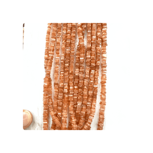 Premium Quality Natural Peach Moonstone <b>Heishi</b> Gemstone <b>Beads</b> Square Shape 6-8MM Approx Size for Jewelry Making - Product Image 6