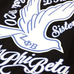 Zeta phi รุ่นเบต้าเสื้อแจ็กเก็ตสีดำสีน้ำเงินขนแกะสไตล์ตัวอักษรปักตามสั่งเสื้อผ้าสวมใส่ในวิทยาลัยของชาวกรีก - Product Image 6