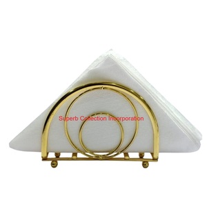 Modern Golden Metal Napkin <b>Holder</b> Table Elegant Round Design <b>Tissue</b> Stand Decorative Tabletop Dispenser For <b>Kitchen</b> & Home Decor - Product Image 5