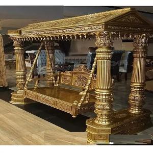 หลังคาชิงช้าไม้สักอินเดียสีทองขัดเงาห้องนั่งเล่นไม้แกะสลักไม้คุณภาพสูงปรับขนาดได้ - Product Image 1